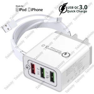 QC Fast Charger Power Adapter Block USB Charging Cable For iPhone 6 7 8 12 13 14 - Picture 1 of 15
