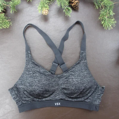 Victoria's Secret Sport Bra 32A Gray Lightly Padded Wireless Clasp Pullover - Image 1 of 4