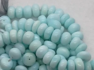 PERUVIAN BLUE OPAL 10mm x 6mm Rondelle Beads A Grade - 12 pieces - Picture 1 of 2