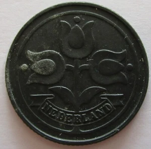 *GUTSE* PAISES BAJOS, GUILLERMINA (OCUPACION ALEMANA), 10 CÉNTIMOS 1941, ZINC. - Imagen 1 de 2