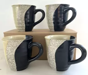 Sango Stoneware Tri-colored Dunes Mugs Set of 4 Cups Pebbled Wave Pattern 10 oz. - Picture 1 of 18