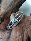 Women's Signed Native American Style Inlay Turquoise, Opal, Onyx Cuff Bracelet