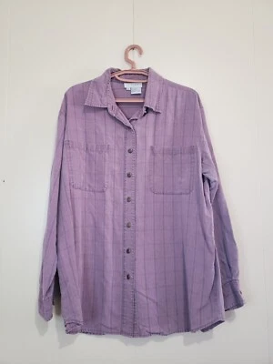 Camisa XL De Colección J Jill Años 90 Para Mujer Abotonada Púrpura Rayas Exterior Indie Tencel Foto 1 de 4