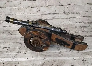 Vtg Wood Brass Iron Spanish Spain Cannon Artilleria Imperial Carlos Replica 14" - Picture 1 of 6