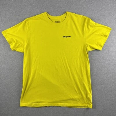 Patagonia Men's Large Regular Fit Yellow Mountain Spellout Logo Graphic T-Shirt - Image 1 of 4