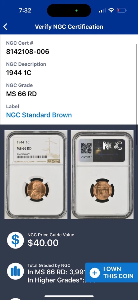 1941 Wheat Reverse Lincoln Cent 1C NGC MS66 RD - Image 1 of 1