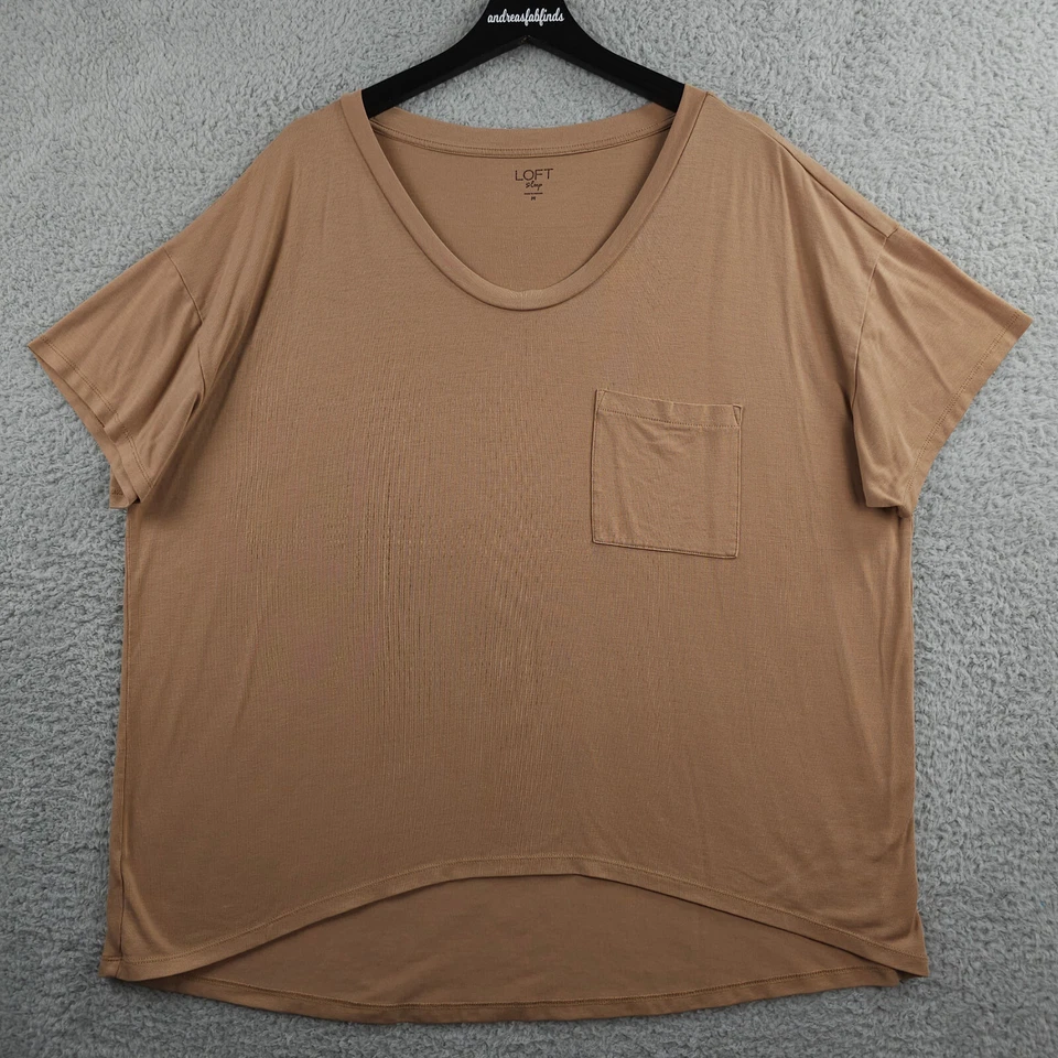 Camisa para dormir Ann Taylor LOFT para mujer M marrón de gran tamaño cuello redondo bolsillo salón Foto 1 de 4