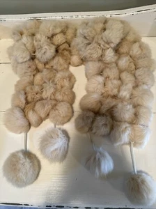 100% Rabbit Fur Pom Poms Scarf Cape Neck Wrap Women's Shawl - Picture 1 of 9