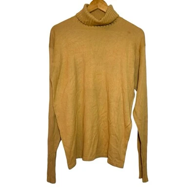 J Crew 黄色高领套衫毛衣丝绸羊绒中号 — 第 1/4 张图片