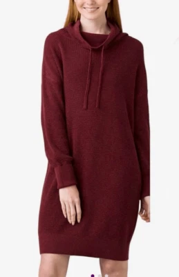 Vestido Suéter Prana Nuevo con Etiquetas Talla M Granate Milani Tejido Gofre Algodón Orgánico Lana Ble Foto 1 de 4