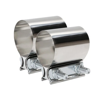 ETL INDUSTRIES 2Pcs 3" 304 Stainless Steel Butt Joint Band Muffler Exhaust Pipe Clamp Sleeves