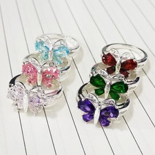 Fashion Butterfly Women Cocktail Rings for Women 925 Silver Gemstone Size 6-10