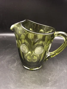 Fostoria Coin Olive Green 32 OZ PITCHER 6 5/8” Very heavy pitcher - Picture 1 of 9