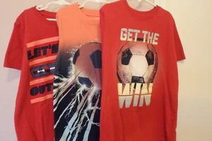 Lot of 3 Boys Carter's/OshKosh short-sleeved T-shirts, Soccer/Race Cars, size 12 - Picture 1 of 12
