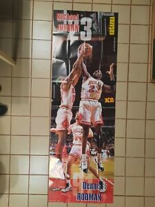 Michael Jordan & Dennis Rodman 1996 big size poster 27 9/16 × 78 47/64 VERY RARE
