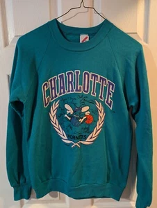 Felpa Charlotte Hornets vintage media jerzees made in USA autografi curry - Foto 1 di 4