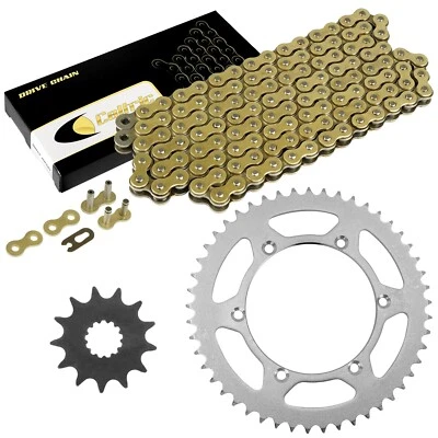 Kit de cadena de transmisión y piñones para Kawasaki KX250 KX 250 2002 2003 2004 2005 / Dorado Foto 1 de 4