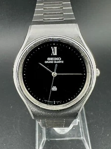 1979 Seiko Grand Quartz Men's Black Dial Stainless Steel Quartz 35mm 9940-7010 - Picture 1 of 11