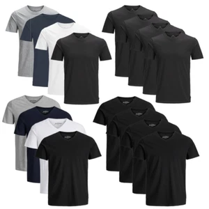 JACK & JONES T-Shirt 4er Pack di Base o Collo Scollo A V Maglia S M L XL XXL - Foto 1 di 11