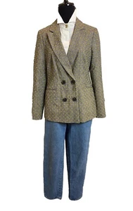 Boden Wollmischung zweireihiger karierter Blazer Gr. 4R - Bild 1 von 18