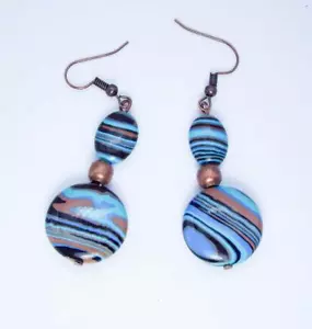 Cynthia Lynn "COPPER CANYON" Blue Multi-Color Copper Drop Earrings - Picture 1 of 1