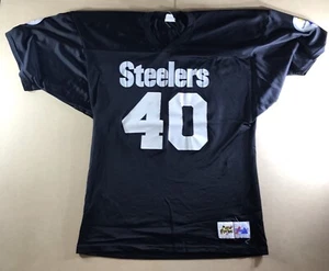 VTG Pittsburgh Steelers Majestic Jersey Mens Large Black #40 Optimist #1006 - Picture 1 of 10