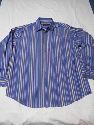 BUGATCHI Uomo Classic Fit Striped Button Down Long Sleeve Dress Shirt - Size XL - Image 1 of 4