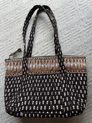 复古 Vera Bradley 斑马棉绗缝肩拉链托特包已停产 — 第 1/4 张图片