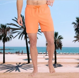George Men's Basic Swim Trunks 6" Inseam Orange Sunshine Size 3XL  (48-50) - Picture 1 of 17