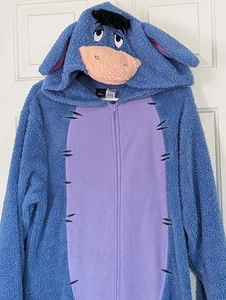 DISNEY Eeyore Hooded One Piece Pajamas Costume XL Fleece Purple Halloween - Picture 1 of 13
