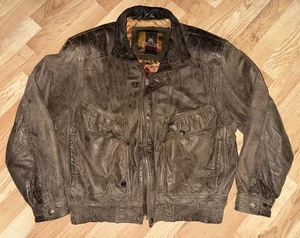 Vintage Structure Deep Brown Soft Worn In Leather Bomber Jacket Size Medium GUC - Picture 1 of 7