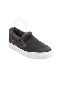 M Gemi Women's Suede Round Toe Faux Fur Slip-On Shoes Gray Size 39 - Picture 1 of 6