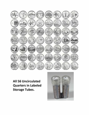 1999-2009 P STATE+TERRITORIES UNCIRCULATED 56-Quarters Set fr US Mint+Bank Rolls - Image 1 of 4