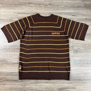 VNTG Akademics Sweater Mens XL Brown Stripe 90s Streetwear Hip Hop Y2K Grunge - Picture 1 of 14