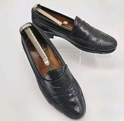 Bachrach Mens Sz 8.5M Loafer Made In Italy Vero Cuoio Leather Exotic Ostrich HTF - Image 1 of 4