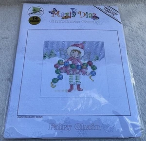BN Heritage Crafts Maria Diaz Christmas Card Cross Stitch Kit Fairy Chain - Picture 1 of 3