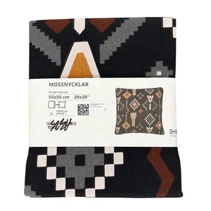 IKEA MOSSNYCKLAR Aztec Black & Gray Geometric Pattern Pillow Cover 20" x 20" - Picture 1 of 4