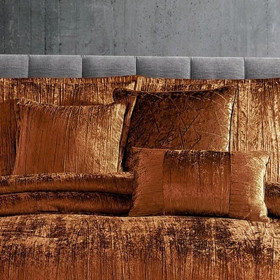 Riverbrook Home Turin Crinkled Velvet Comforter Collection Spice King - Image 1 of 4