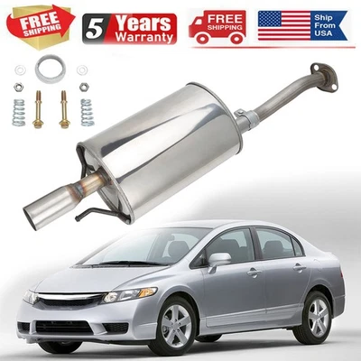 Rear Exhaust Muffler w/Gaskets For Honda Civic 2Dr 4Dr DX LX EX 1.8 2006-2011 - Изображение 1 из 4