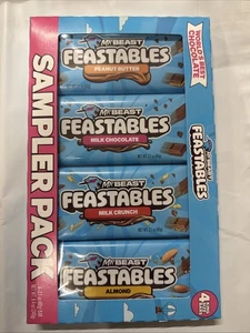 Mr. Beast Feastables Sampler Pack 4 King Size Milk Chocolate Candy Bars - Picture 1 of 4
