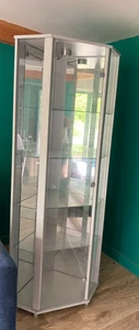 Contemporary Modern Grey & Glass Corner Display Cabinet - Picture 1 of 6