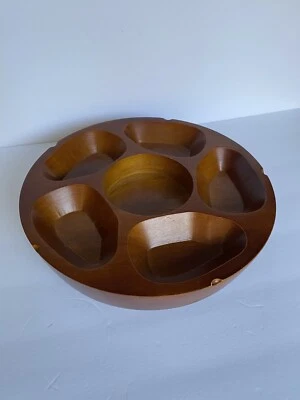 Solid Wood Lazy Susan 12” Serving Tray Monkey Pod Country Cottage Granny - Image 1 of 4