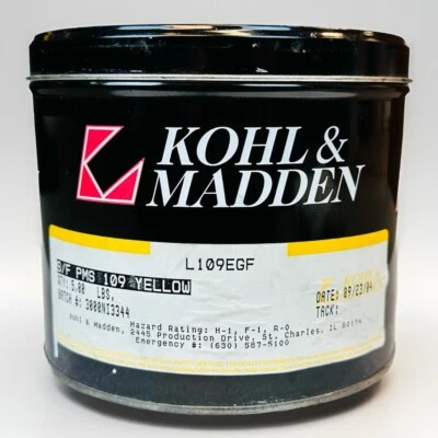 KOHL & MADDEN **YELLOW** OFFSET PRINTING INK OIL BASED 4 LBS PANTONE #109 YELLOW - Image 1 of 4