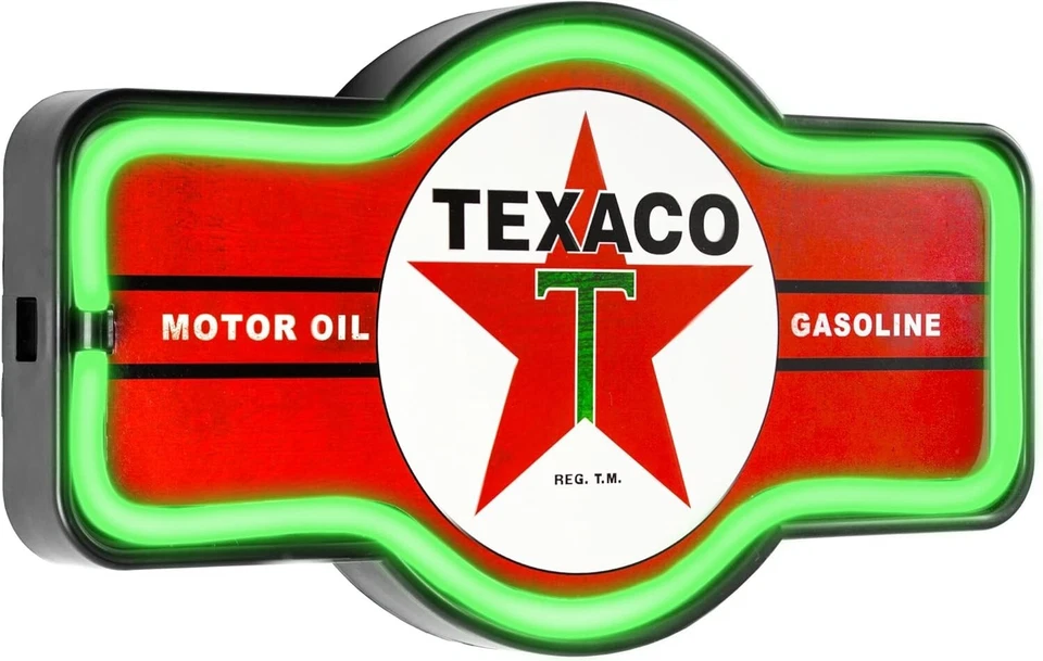 Letrero de neón LED rojo Texaco con forma de carpa - bar, garaje, hombre cueva Foto 1 de 1