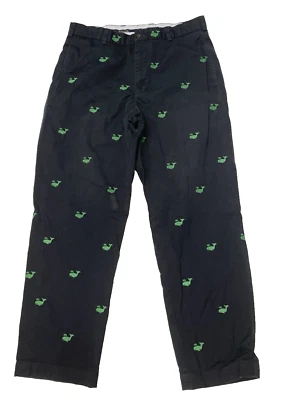 Pantalones Brooks Brothers Talla 34 x 30 34" Azul Marino Bordado Verde Blanco Ballenas Foto 1 de 4