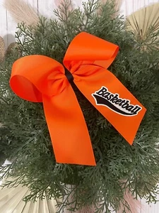 Custom Basketball Applikation Jubelschleife 7X6x3" orange/schwarz/weiß Neu - Bild 1 von 1