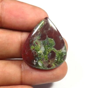 Green Dragon Blood Jasper 26x22 mm Natural Cabs Handmade Smooth Pear Gems DC-63 - Picture 1 of 9