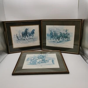 3 stampe artistiche a cavallo funzionanti. Incorniciato. Seerey Lester.  Vintage. Pub. Campagna.  - Foto 1 di 7