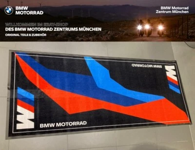 NEU Original BMW M Motorradteppich 77025A5F058 250X105CM  M-Farben Schwarz Black - Bild 1 von 3