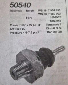OIL PRESSURE SWITCH....MOST CLASSIC FORD MODELS TO 1975 105E/CORTINA/(50540) - Imagen 1 de 2